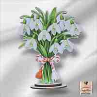 Дървени кокичета за Баба Марта – 1бр. 13см