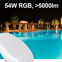 KWODE PAR56 LED осветление за басейн, 54W RGB LED лампа, LED осветление за басейн, запълнено със смола, 12V AC/DC Led Par56