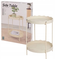 КОНЗОЛНА МЕТАЛНА МАСА ЗА КАФЕ, КРЪГЛА, КРЕМАВА, БЕЖОВА, 40.5 X 54 СМ