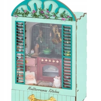 Миниатюрна къща „Направи си сам“ Crafts&Co LED мини декор с чекмедже КУХНЕНСКИ МОДЕЛ