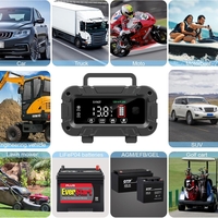 E-FAST 10A зарядно за батерии, подобрено 12V 24V LiFePO4 оловно-киселинно преносимо зарядно за автомобилни батерии, автомобилно зарядно устройство с интелигентен голям дисплей, поддържащо автомобилната батерия с температурна компенсация.