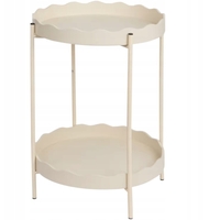 КОНЗОЛНА МЕТАЛНА МАСА ЗА КАФЕ, КРЪГЛА, КРЕМАВА, БЕЖОВА, 40.5 X 54 СМ