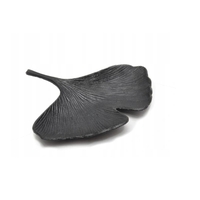 ЧЕРЕН ПОДНОС АЛУМИНИЕВА ДЕКОРАТИВНА ЧИНИЯ С ПОСТАВКА ОТ ЛИСТА НА ГИНКО 28 x 26 x 2 СМ