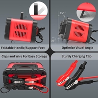 E-FAST 10A зарядно за батерии, подобрено 12V 24V LiFePO4 оловно-киселинно преносимо зарядно за автомобилни батерии, автомобилно зарядно устройство с интелигентен голям дисплей, поддържащо автомобилната батерия с температурна компенсация.
