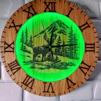 Стенен часовник - дървен с LED подсветка