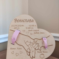 Бебешка визитка с отвори за родилните гривни на мама и бебе -