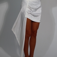 The Veil Asymmetrical Satin Mini Skirt