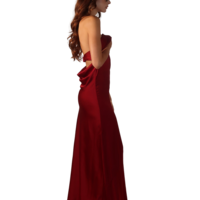 Last Light Cowl-Back Strapless Satin Gown