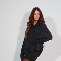 Backstage Wool Wide-Cuff Bomber Jacket