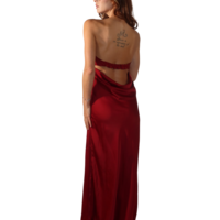 Last Light Cowl-Back Strapless Satin Gown