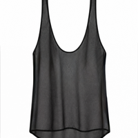 Wet Hours Sheer U Neck Tank Top in Black