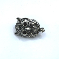 Брошка бухал с марказити и гранат