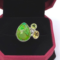 Пръстен с тюркоаз със стабилизиран цвят