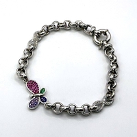 Сребърна гривна с пеперуда и цветни циркони