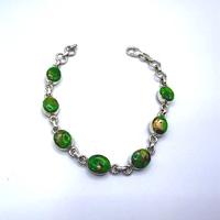 Сребърна гривна  с тюркоаз