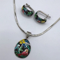 Комплект с цветен емайл и циркони