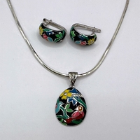 Комплект с цветен емайл и циркони