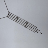 Сребърно висящо колие с циркони