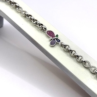 Сребърна гривна с пеперуда и цветни циркони