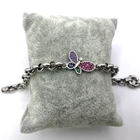 Сребърна гривна с пеперуда и цветни циркони