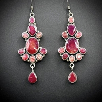 Комплект от обици и пръстен с рубин