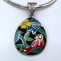 Комплект с цветен емайл и циркони