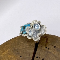 Пръстен с тюркоаз и син топаз