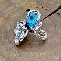 Пръстен с тюркоаз и син топаз