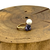 Пръстен с перла и лилави циркони