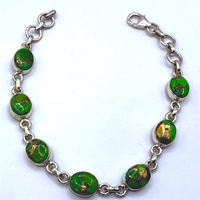 Сребърна гривна  с тюркоаз