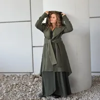 Палто жилетка с голяма качулка и колан
