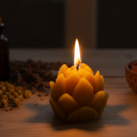 Свещ Лотос от пчелен восък | Ръчна изработка Флоримед