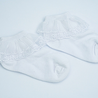 Бели чорапи с дантела за танцови обувки