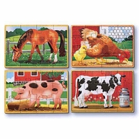 Дървен пъзел Melissa and Doug 4 в 1 Животни от фермата 13793