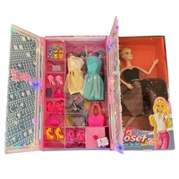 Детски комплект кукла с гардероб Raya Toys, със светлини и аксесоари