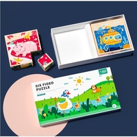 Дървени кубчета пъзел 6 в 1 Raya Toys Животни и Превозни средства