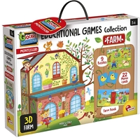 Колекция образователни игри Lisciani MONTESSORI Ферма 9 Пъзела, 22 мемо карти, 1 книжка
