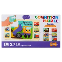Двулицев когнитивен пъзел Raya Toys, 27 ч. с рамка