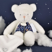 Плюшено мече Doudou Cleir de lune, светещо в тъмното, с кърпичка, 30 см.