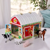 Детска дървена играчка Melissa and Doug Хамбар с врати и ключалки + 4 животни