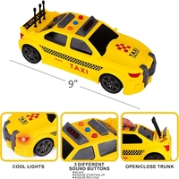 Детска кола за игра Raya Toys Такси с музика и светлини, Жълт, 1:16