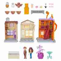 Игрален комплект 3в1 Spin Master Harry Potter Wizarding World Magical Minis Diagon Alley, със звуци и светлини