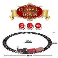 Детско влакче с релси Raya Toys Classic Train, със звук и светлини, 12 части