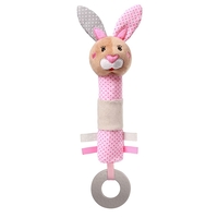 Плюшена играчка Babyono Писукаща с гризалка Зайчето Джулия 621