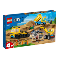 LEGO® City Строителни камиони и кран с разбиваща топка 60391