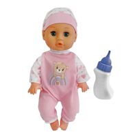 Кукла бебе Raya Toys Drink and Wet, пишкащо, с 12 звука и шише, 35 см.