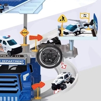 Детски игрален комплект Raya Toys Полицейски камион-паркинг 2в1, 46 ч.
