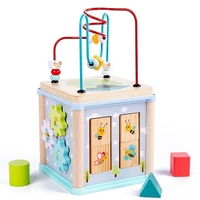 Бебешка играчка 6в1 Raya Toys Дървено кубче активити