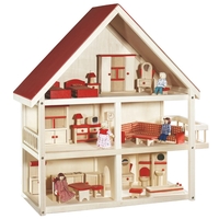 Къща за кукли дървена Roba Dolls, с обзавеждане