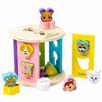 Дървена детска игра Монтесори Raya Toys Сортер с животни